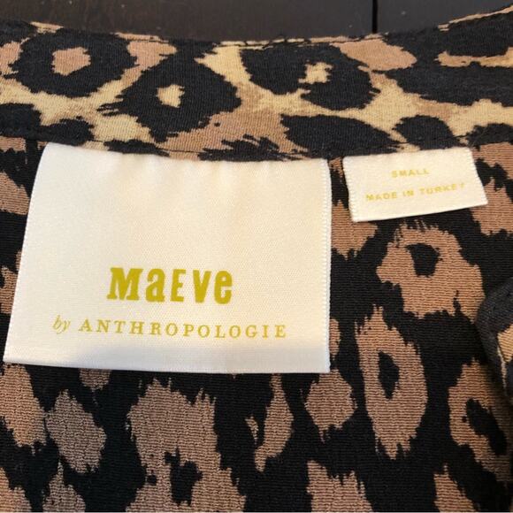 Anthropologie Maeve black brown tan mixed animal print dress size Small - Picture 12 of 14